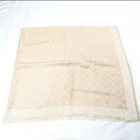 Louis Vuitton Accessories - Louis Vuitton Pink Stole Scarf Silk 60% Wool 40%